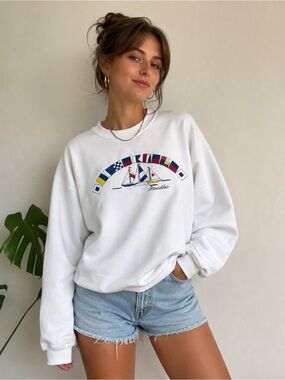 Vintage USA made Hanes Heavyweight Nantucket Nautical Sweatshirt | size small